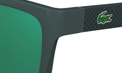 Shop Lacoste 56mm Rectangular Sunglasses In Green