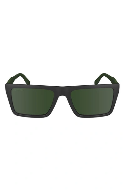 Shop Lacoste Sport 56mm Rectangular Sunglasses In Matte Black