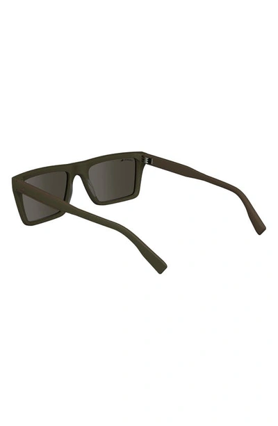 Shop Lacoste Sport 56mm Rectangular Sunglasses In Matte Khaki