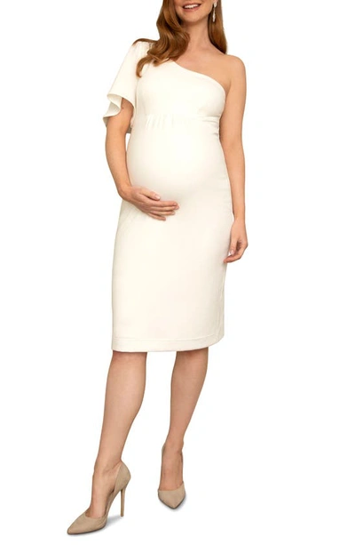 Shop Tiffany Rose Taylor One-shoulder Maternity Dress In Ivory