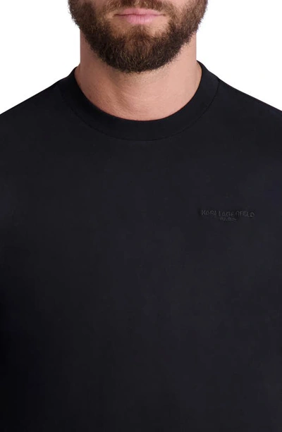 Shop Karl Lagerfeld Embroidered Organic Cotton T-shirt In Black