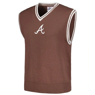 Shop Pleasures Brown Atlanta Braves Knit V-neck Pullover Sweater Vest