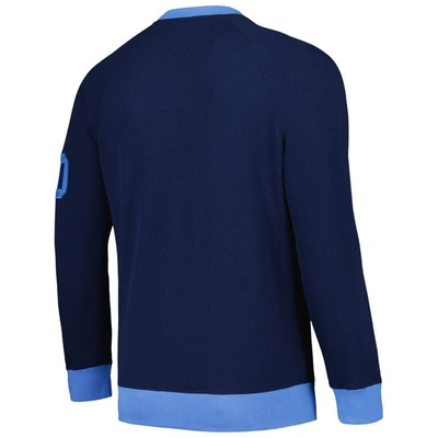 Shop Tommy Hilfiger Navy Tennessee Titans Reese Raglan Tri-blend Pullover Sweatshirt