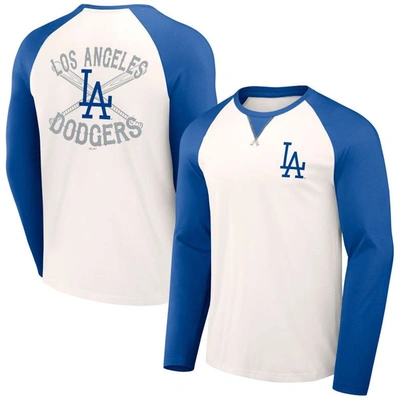 Shop Darius Rucker Collection By Fanatics White/royal Los Angeles Dodgers Team Color Raglan T-shirt