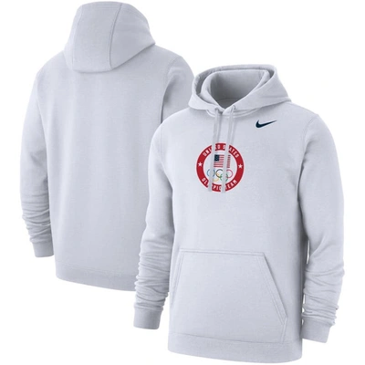Shop Nike White Team Usa Fleece Pullover Hoodie