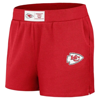 Shop Wear By Erin Andrews Red Kansas City Chiefs Waffle Knit Long Sleeve T-shirt & Shorts Lounge Set