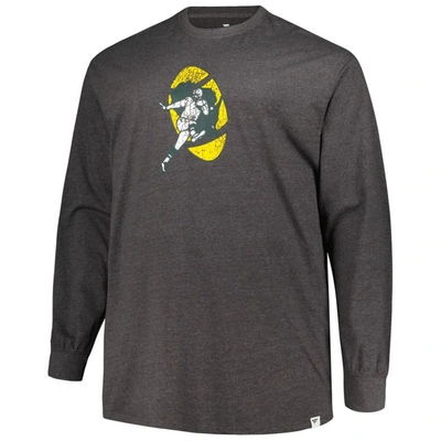 Shop Profile Heather Charcoal Green Bay Packers Big & Tall Throwback Long Sleeve T-shirt