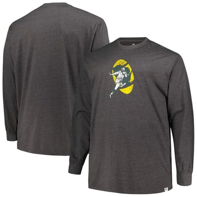 Shop Profile Heather Charcoal Green Bay Packers Big & Tall Throwback Long Sleeve T-shirt