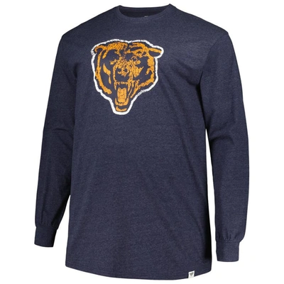Shop Profile Heather Navy Chicago Bears Big & Tall Throwback Long Sleeve T-shirt