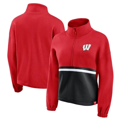 Shop Fanatics Branded Red Wisconsin Badgers Fleece Half-zip Jacket