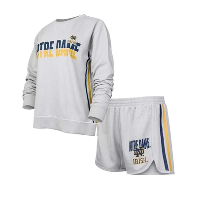 Shop Concepts Sport Gray Notre Dame Fighting Irish Cedar Tri-blend Long Sleeve T-shirt & Shorts Sleep Set
