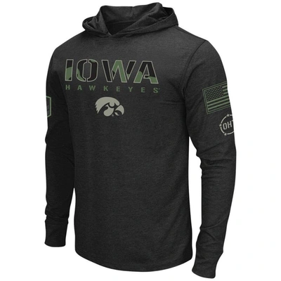 Shop Colosseum Black Iowa Hawkeyes Big & Tall Oht Military Appreciation Tango Long Sleeve Hoodie T-shirt