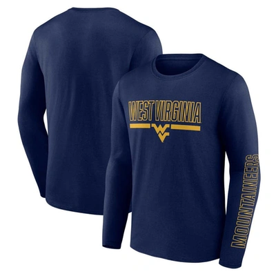 Shop Profile Navy West Virginia Mountaineers Big & Tall Two-hit Graphic Long Sleeve T-shirt