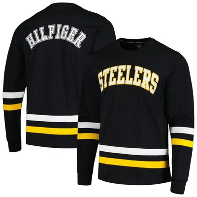 Shop Tommy Hilfiger Black/gold Pittsburgh Steelers Nolan Long Sleeve T-shirt