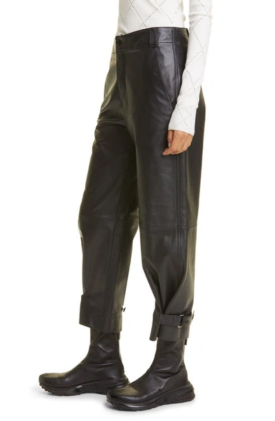 Shop Proenza Schouler Tapered Leather Crop Pants In Black