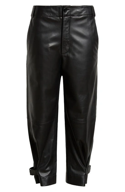 Shop Proenza Schouler Tapered Leather Crop Pants In Black