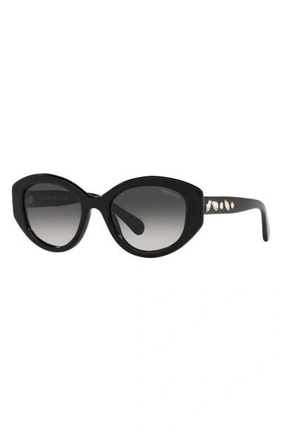 Swarovski 53mm Gradient Cat Eye Sunglasses In Black