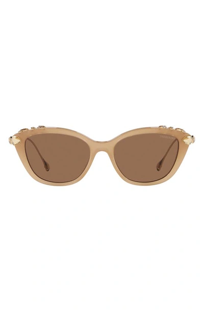 Shop Swarovski 55mm Cat Eye Sunglasses In Beige