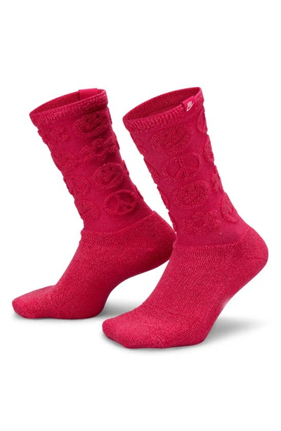 Shop Nike Dri-fit Everyday Plus Cushioned Crew Socks In Fire Berry/ Pinksicle/ Pink