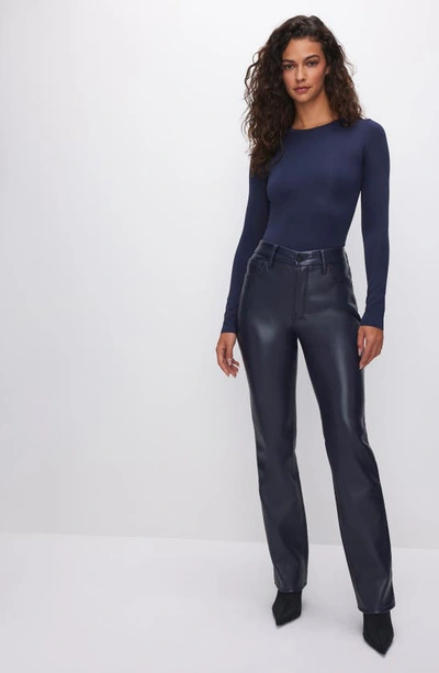 Shop Good American Better Than Leather Faux Leather Good Icon Pants In Ink Blue003