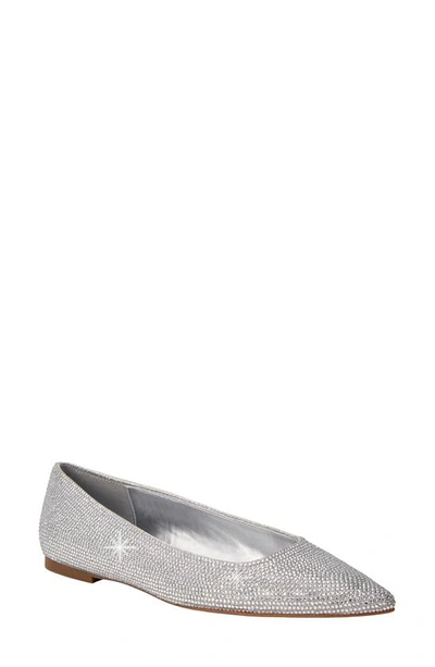 Shop Katy Perry The Hollie Crystal Pointed Toe Ballet Flat In Silver Multi