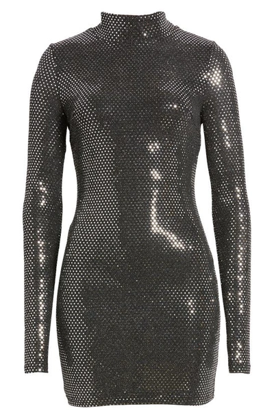 Shop Nikki Lund Embellished Long Sleeve Minidress In Silver