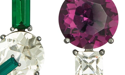 Shop Tory Burch Mismatched Crystal Stud Earrings In Amethyst / Crystal
