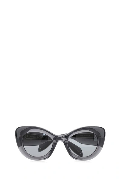 Alexander Mcqueen Dark Grey Cat Eye Sunglasses In Gray