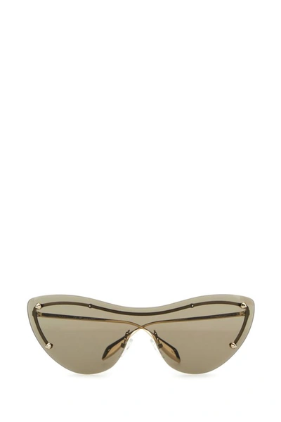 Shop Alexander Mcqueen Woman Gold Metal Spike Studs Sunglasses