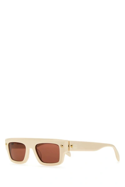 Shop Alexander Mcqueen Woman Ivory Acetate Sunglasses In White