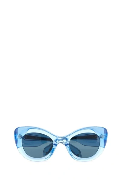 Alexander Mcqueen Light-blue Acetate The Curve Sunglasses In Blue