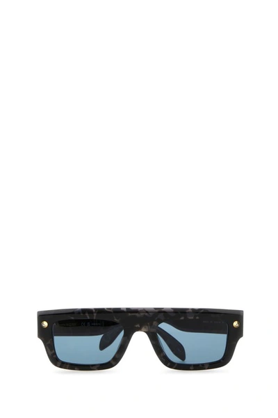 Alexander Mcqueen Marble-pattern Square-frame Sunglasses In Multicolor