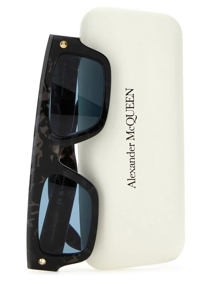 Alexander Mcqueen Marble-pattern Square-frame Sunglasses In Multicolor