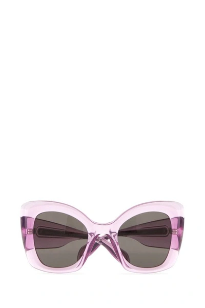 Shop Alexander Mcqueen Woman Pink Acetate The Curve Sunglasses