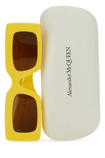Shop Alexander Mcqueen Woman Yellow Acetate Sunglasses