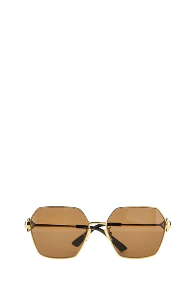 Shop Bottega Veneta Woman Gold Metal Sunglasses