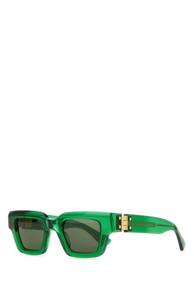Shop Bottega Veneta Woman Green Acetate Hinge Sunglasses