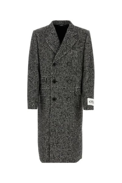 Shop Dolce & Gabbana Man Embroidered Acrylic Blend Coat In Multicolor