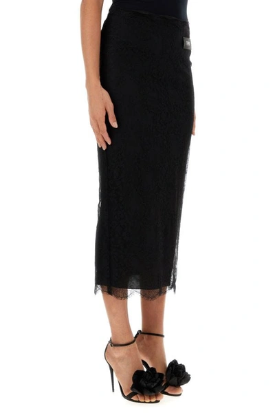 Shop Dolce & Gabbana Woman Black Lace Skirt