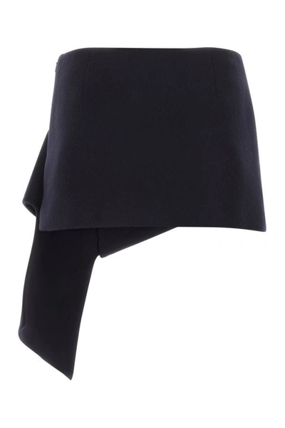 Shop Prada Woman Midnight Blue Wool Blend Mini Skirt