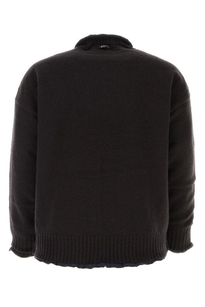 Shop Sacai Man Black Wool Blend Reversible Knit Pullover
