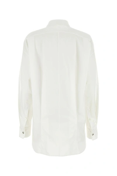 Shop Versace Woman White Poplin Oversize Shirt