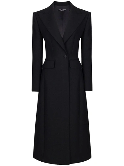 Shop Dolce & Gabbana Long Double-breasted Coat In Black