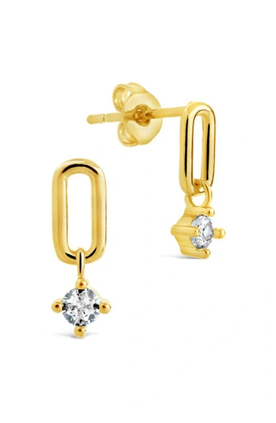 Sterling Forever Mandy Cz Drop Earrings In Gold