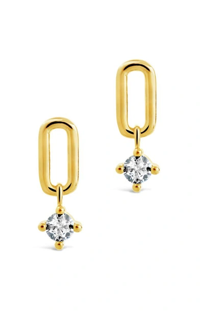Sterling Forever Mandy Cz Drop Earrings In Gold
