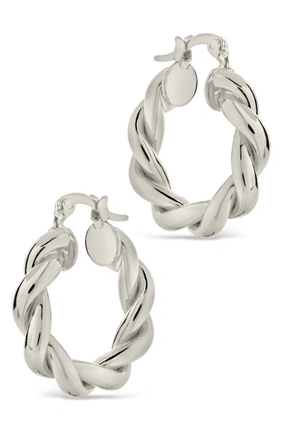 Shop Sterling Forever Eva Twisted Hoop Earrings In Silver