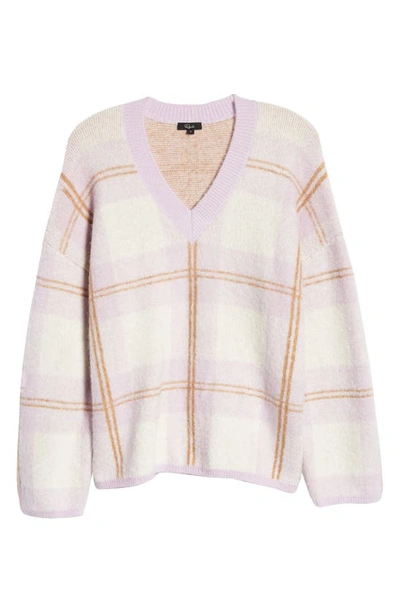 Shop Rails Colleen Plaid V-neck Sweater In Lilac Plaid