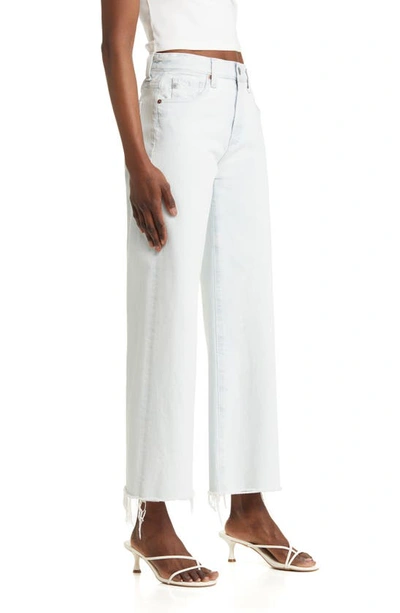 Ag Saige High Waist Raw Hem Straight Leg Jeans In Tide Pool