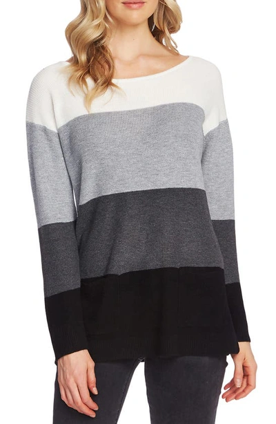 Shop Vince Camuto Colorblock Pocket Sweater In Antique White