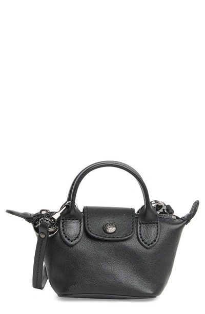 Shop Longchamp Le Pliage Cuir Nano Crossbody Bag In Black